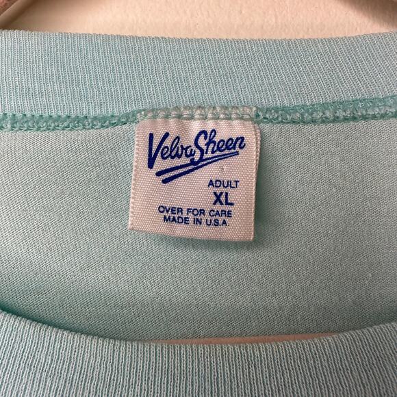 XL VTG 90s Velva Sheen Disney Mickey Mouse T-Shirt Light Blue Single Stitch Rare - Picture 2 of 8